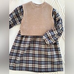 Zara plaid knit top dress